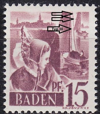 Germany Alliiert Franz. Zone [Baden] MiNr 0005 yv III ( * */mnh )