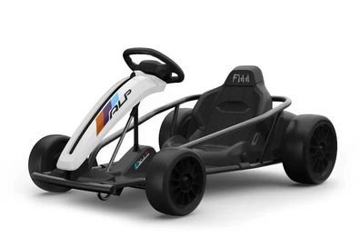 Kinder Elektro Drift GoKart in Weiß - Kart mit 2 Motoren, 10km/h, LED, Musik,24V