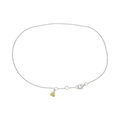 Fußkette Silber 925 mit vergoldetem Herzanhänger JL10-04-3762