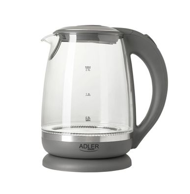 Adler AD 1286 Wasserkocher 2,0 L - 2200 W, LED, Glasgehäuse, 360° drehbarer Sockel