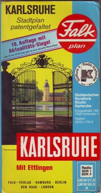 Falk Stadtplan Karlsruhe 19. Auflage / 1986 / Straßenverzeichnis / 3884451626
