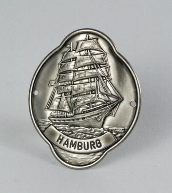 Stocknagel Stockemblem Stockschild - Hamburg Schiff / Metall - Neuware