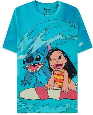 Lilo &amp; Stitch - Digital Printed Surf Short Sleeved T-shirt