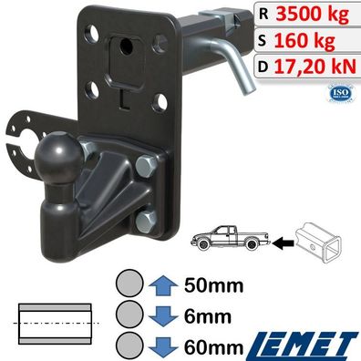 Anhängerkupplung Einschub 2-Zoll US-Adapter Spannkeil für Chevrolet Impala X 14