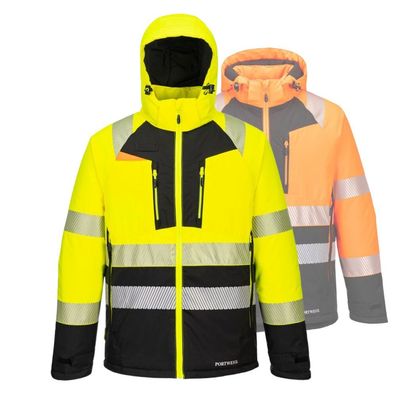 Warnschutz Winterjacke HiVis Wasserfest Stretch Arbeitsjacke Portwest DX430