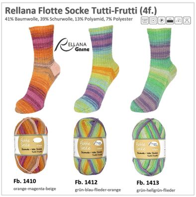 100g Flotte Socke Tutti Frutti Sockenwolle Farbverlaufsgarn