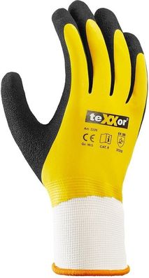 teXXor Polyester-Strickhandschuhe Latex Gelb (12 Paar) 2226