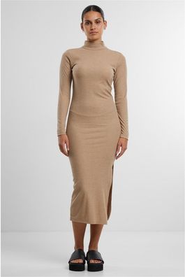 Urban Classics Damen Kleid Ladies Rib Longlseeve Mockneck Dress TB6933