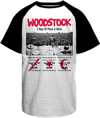 Woodstock 3 Day Ticket Baseball T-Shirt PS-29-WSTCK005-H84-11