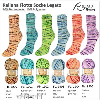 100g Rellana Primavera Sockenwolle mit Baumwolle Farbverlaufsgarn