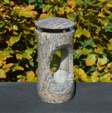 Grablaterne Grablicht Grableuchte Grabschmuck Garten-Laterne aus Paradiso Granit