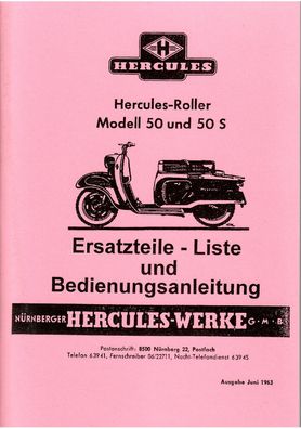 Ersatzteilliste Liste & Bedienungsanleitung Hercules Roller 50 / 50S, Motorroller