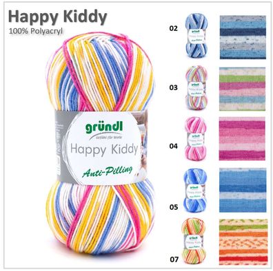 100g Gründl Happy Kiddy Anti Pilling Farbverlaufsgarn mit Baumwolle Kinder Baby