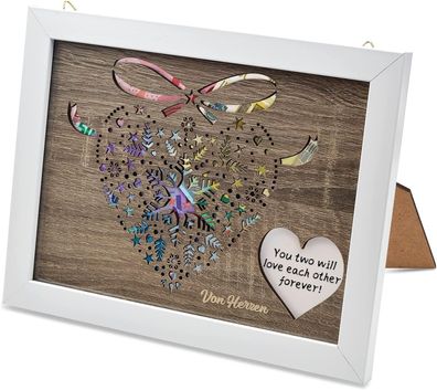 Geldgeschenk mit Herzmotiv im Bilderrahmen für Geburtstag Hochzeit Valentinstag etc