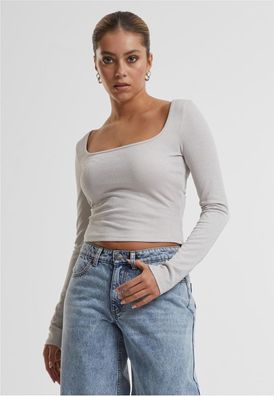 Urban Classics Damen Ladies Glitter Square Neck Longsleeve TB6996