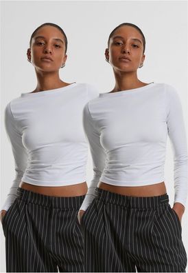 Urban Classics Damen Ladies Ruffled Super Slim Longsleeve 2-Pack TB7088A
