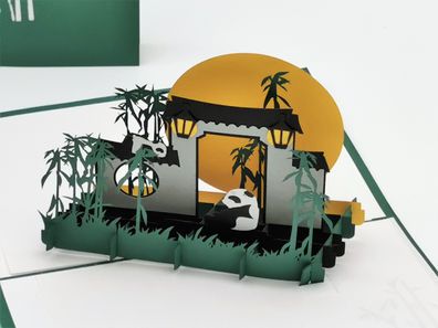 Pop-Up Karte Panda & Bambus