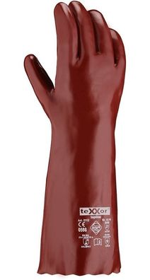 teXXor Topline Chemikalienschutz-Handschuhe Pvc Rotbraun (12 Paar) 2112