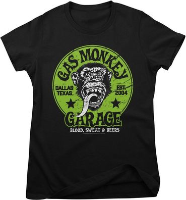 Gas Monkey Garage T-Shirt Green Logo Girly Tee GMG-5-GMG006-H96-6