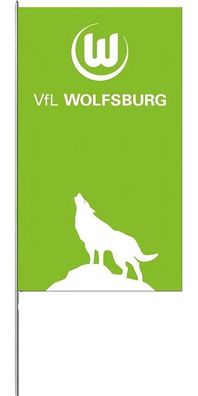 VfL Wolfsburg Hissfahne heulender Wolf 175 x 300 1023170