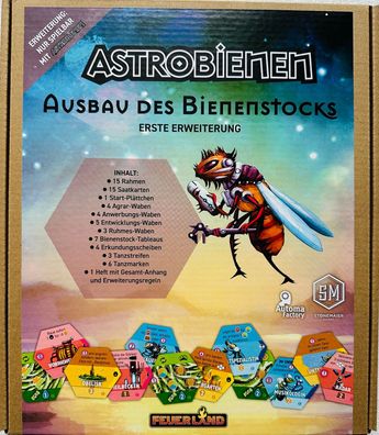 Astrobien Ausbau des Bienenstocks Feuerland Kennerspiel Brettspiel Erweiterung