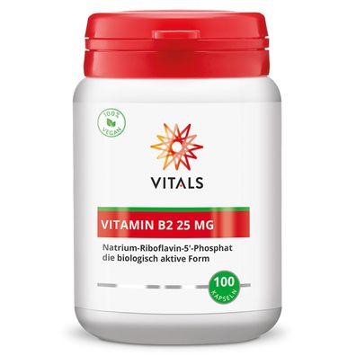 Vitamin B2 25 mg, 100 Kapseln von Vitals