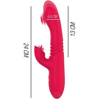 Intense - DUA Multifunktions-wiederaufladbarer AUF- UND AB-VIBRATOR MIT ROTER ZUNGE