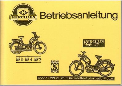 Betriebsanleitung Hercules Mofa 25 / MF3 - MF4 - MP2, Oldtimer