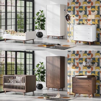 Babyzimmer Kinderzimmer komplett Set Bonny weiß eiche Schrank Kommode Bett