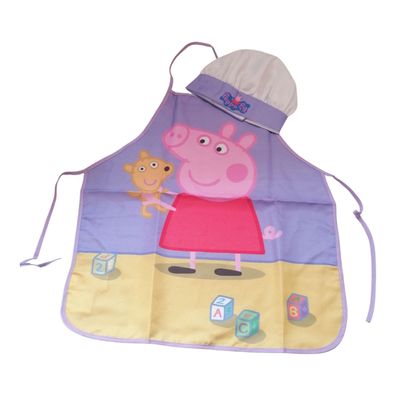 Peppa Pig Kinder Kochschürzen-Set „Peppa und die Würfel“ | Schürze + Kochmütze |