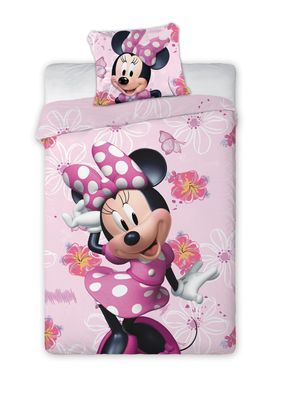 Kinder-Bettwäsche „Minnie Mouse – Happy Day“ 140x200 + 70x90 | 100 % Baumwolle |
