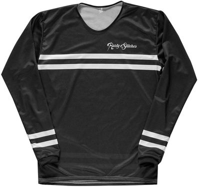 Rusty Stitches Motorrad Hemd Jersey Flattrack Stripes 68750 Black/White-XL