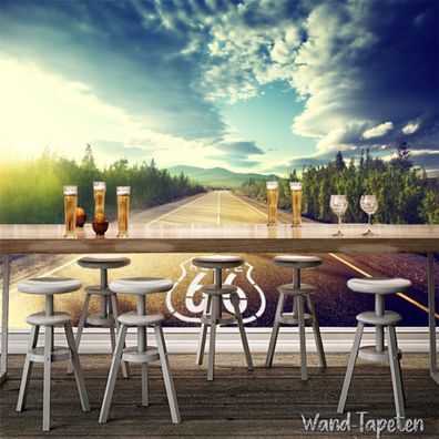 Vlies Fototapete Wandtapete Wandbilder Blauer Himmel Scenic Road 2151