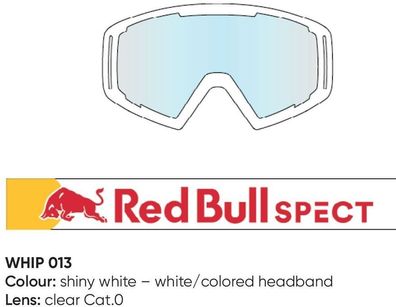 Spect Sportbrille Red Bull Whip Mx Goggles Singel Lens White Clear 674-220102