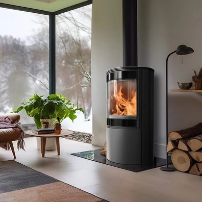 Kaminofen KRATKI BJORN 10 kW Ø150 Stahl Holzofen mit Türfeder & Clean Glass