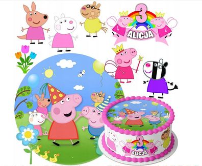 Peppa Pig Schwein Georg Essbar Zuckermasse Tortenbild Tortenaufleger + 4 Muffin 27
