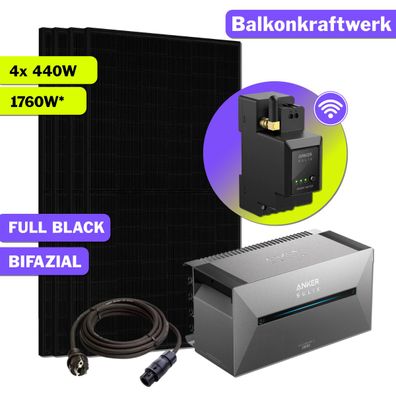 1760W Balkonkraftwerk Bifazial mit Anker Speicher PV Solaranlage