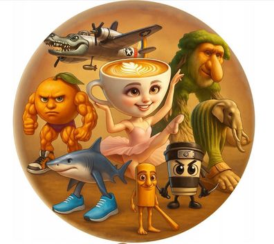 Brainrot Essbar Zuckermasse Tortenbild Tortenaufleger + 4 Muffin b02