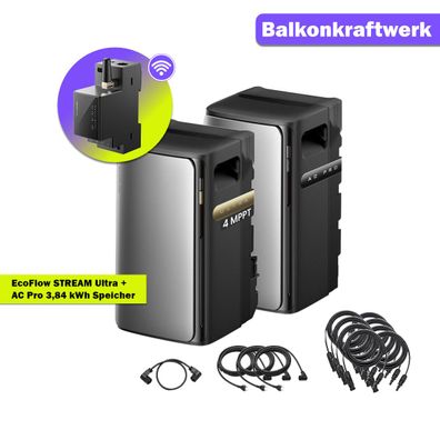 EcoFlow STREAM Ultra & AC Pro Flexibles Balkonkraftwerk 3,84kWh Speicher