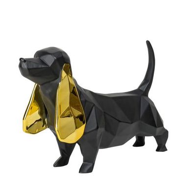 Dekofigur - Dackel - Hundfigur eckig mit GoldohrenTeckel