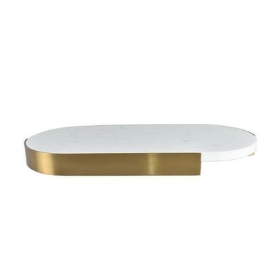 Marmortablett - oval mit Goldkante - Luxus Serviertablett Dekorationsplatte Plateau É