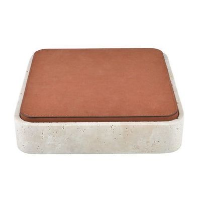 Aufbewahrungsbox - mit Lederdeckel - Quadratische Ablagedose Schmuckkasten Linea Luxe