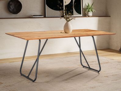 Esstisch "Kanpur" 180x90cm Akazie & Eisen schwarz