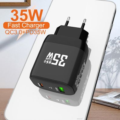 Maleyin 35W Schnell Ladeadapter USB-C + USB-A Ladegerät Netzteil Poweradapter