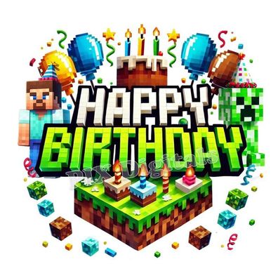 Pixel TNT Quadrat Essbar Zuckermasse Tortenbild Tortenaufleger + 4 Muffin p24