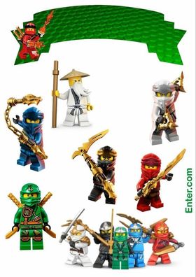 Ninjago Essbar Lego Tortenaufleger Torte Geburstag Zuckermasse + NAME n02