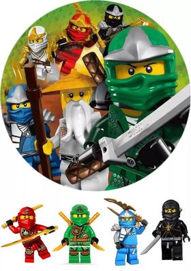 Ninjago Essbar Lego Zuckermasse Tortenbild Tortenaufleger + 4 Muffin n02