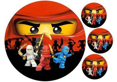 Ninjago Essbar Lego Zuckermasse Tortenbild Tortenaufleger + 4 Muffin n04