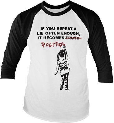 Banksy Politics Baseball Long Sleeve Tee SH-19-16097-H38-12