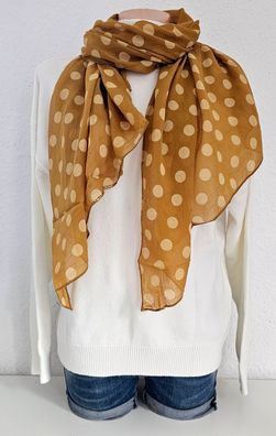 Blogger Italy Schal Tuch Halstuch Baumwolle/Seide asymetrisch Punkteprint Curry
